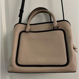 Kate Spade Taupe with black trim pebbled leather purse